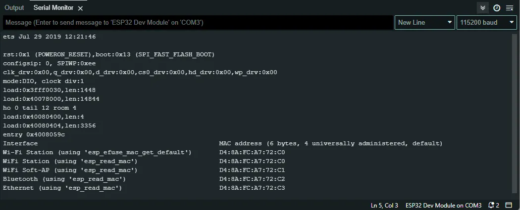 Mac Address Serial Output